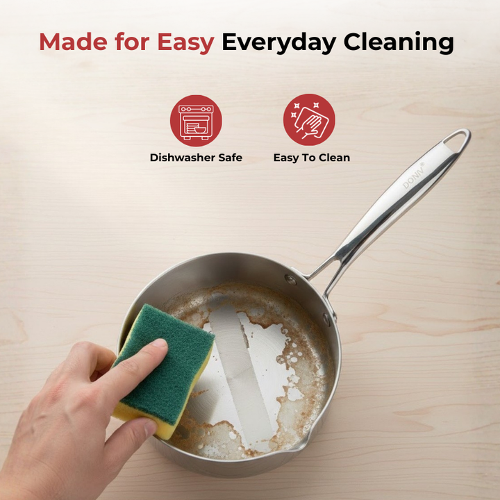 विनोद डोनिव टाइटेनियम ट्रिपली स्टेनलेस स्टील मिल्क पैन 18 सेमी, क्षमता 2.20 लीटर