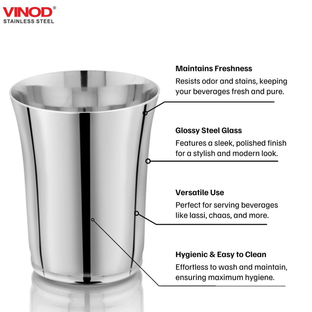 Vinod Alto stainless steel glass set of 6, 400 ml, mirror finish, in-use view
