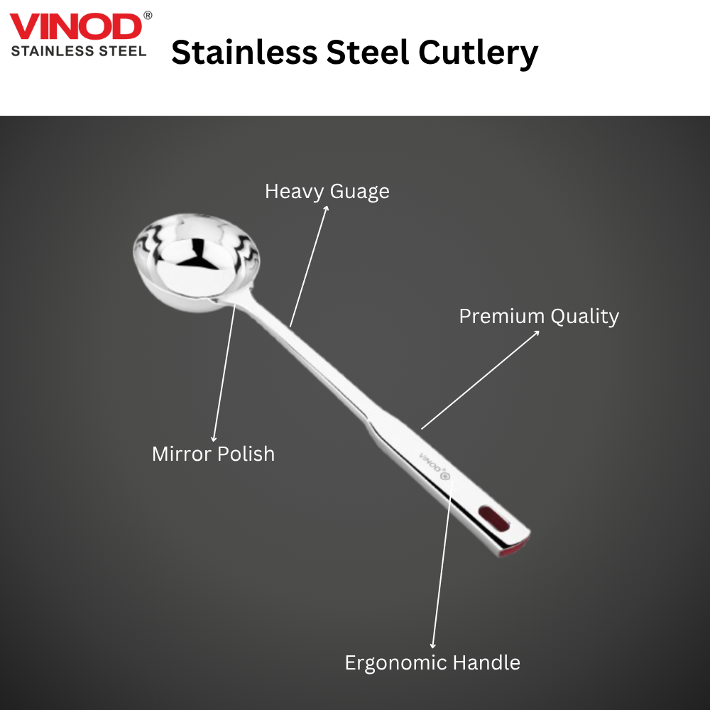 विनोद स्टेनलेस स्टील क्वींस लैडल मिरर पॉलिश्ड राइस स्पून I 2 का सेट I नंबर 1