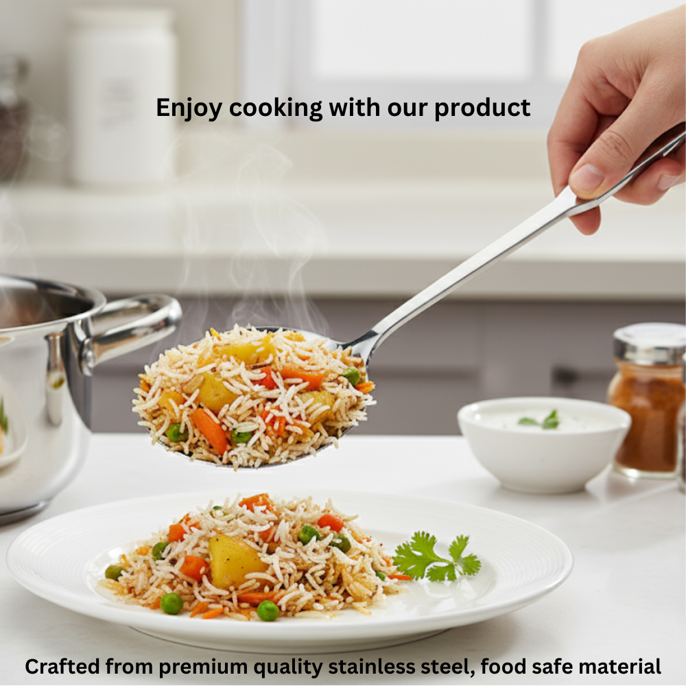 विनोद स्टेनलेस स्टील क्वींस कबदिर हैवी गेज सर्विंग स्पून सेट (2 का) I नंबर 1