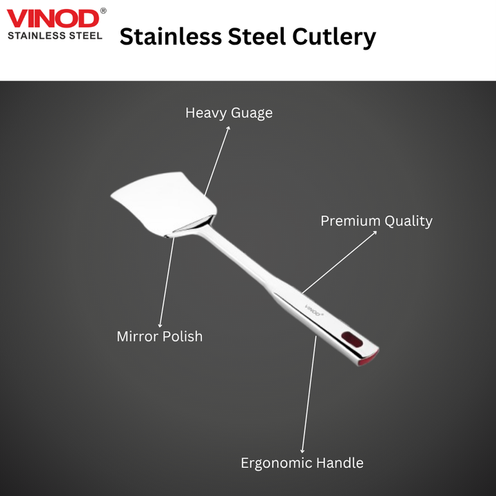 विनोद स्टेनलेस स्टील क्वींस पलटा हेवी गेज स्टील स्पैटुला I 2 का सेट I नंबर 1