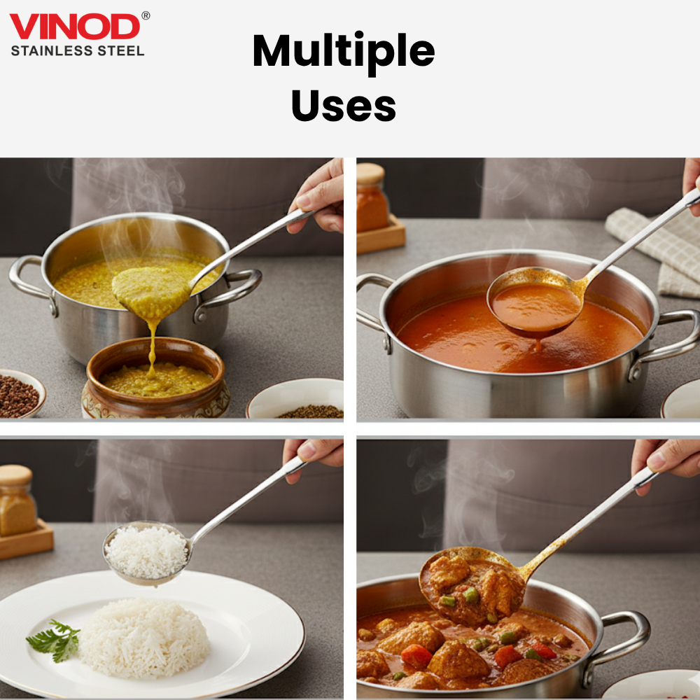 विनोद स्टेनलेस स्टील क्वींस लैडल मिरर पॉलिश्ड राइस स्पून I 2 का सेट I नंबर 1