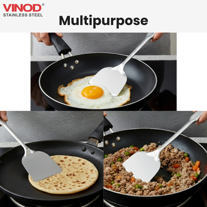 विनोद स्टेनलेस स्टील क्वींस पलटा हेवी गेज स्टील स्पैटुला I 2 का सेट I नंबर 1