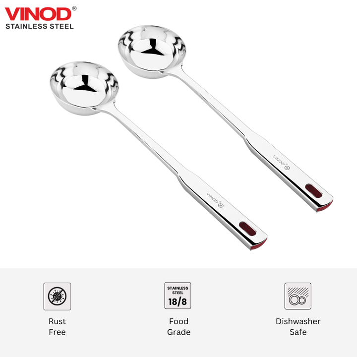 विनोद स्टेनलेस स्टील क्वींस लैडल मिरर पॉलिश्ड राइस स्पून I 2 का सेट I नंबर 1