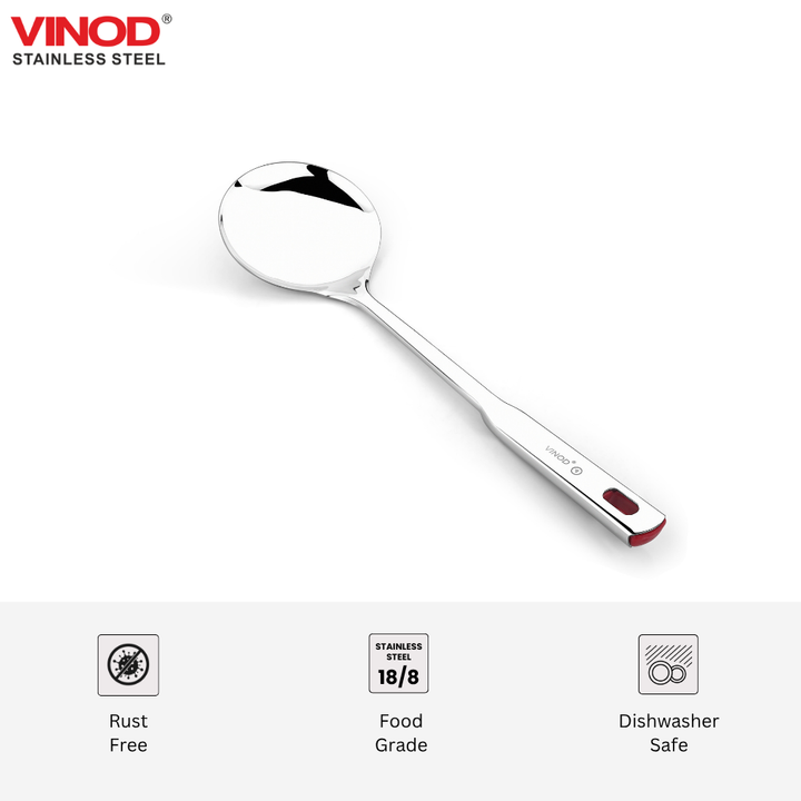 विनोद स्टेनलेस स्टील क्वींस कबदिर हैवी गेज सर्विंग स्पून सेट (2 का) I नंबर 1