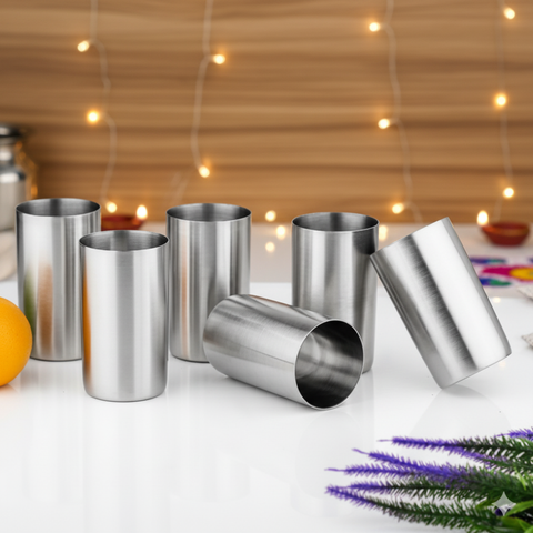 विनोद स्टेनलेस स्टील फ्यूज़न ग्लास - एक बॉक्स में छह ग्लास - 400 मिलीलीटर