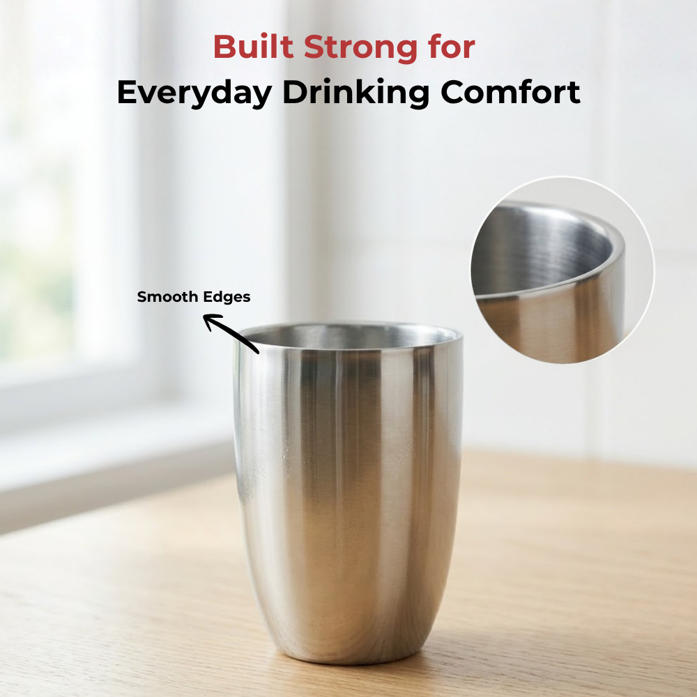 Vinod Stainless Steel Vento Glass Set of 6 - 300 ml, in-use view