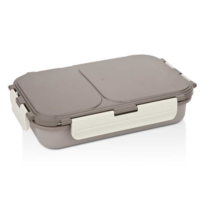 विनोद स्टेनलेस स्टील 2 कम्पार्टमेंट लीक-प्रूफ लंच बॉक्स वैक्यूम सीलबंद टिफिन बॉक्स ऑफिस, बच्चों और वयस्कों के लिए फ्रीजर सेफ बेंटो बॉक्स एयरटाइट कंटेनर, सेफ्टी लॉक के साथ इंसुलेटेड, ग्रे