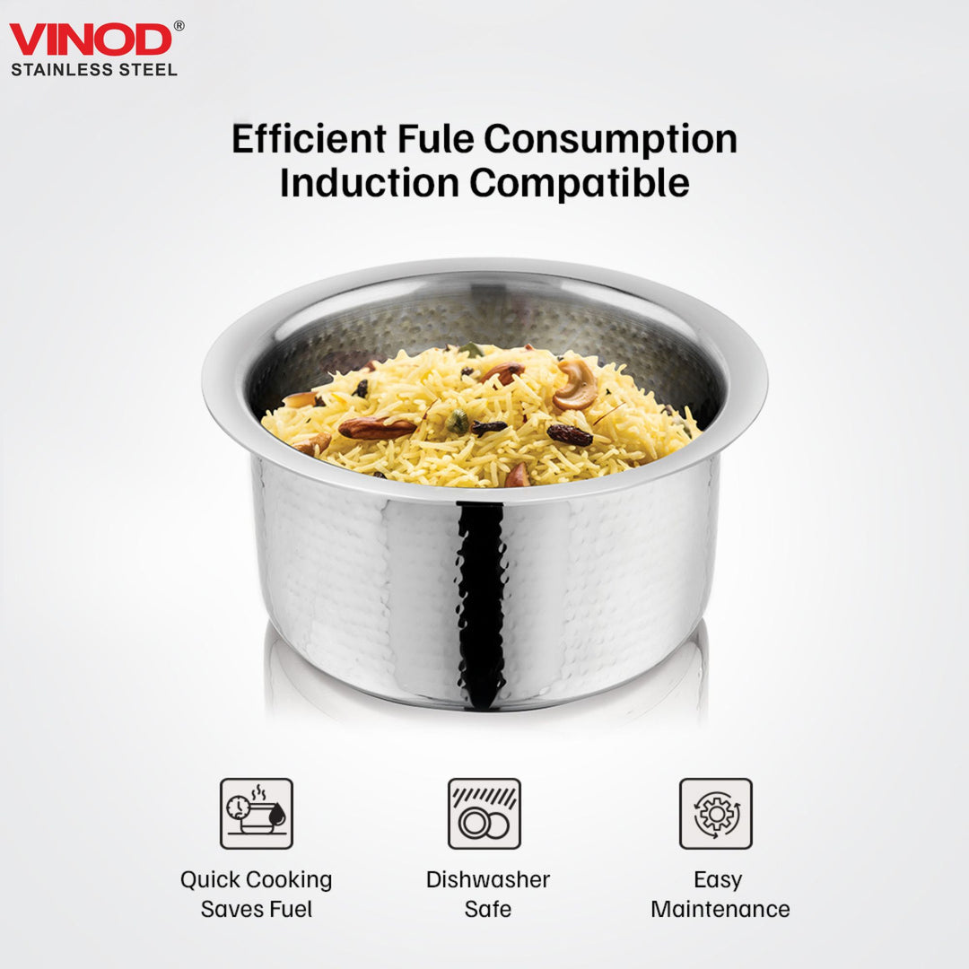 विनोद - क्लारो हेवी गेज स्टेनलेस स्टील हैमर्ड टोपे, 1.5 मिमी - क्षमता 3000 मिलीलीटर