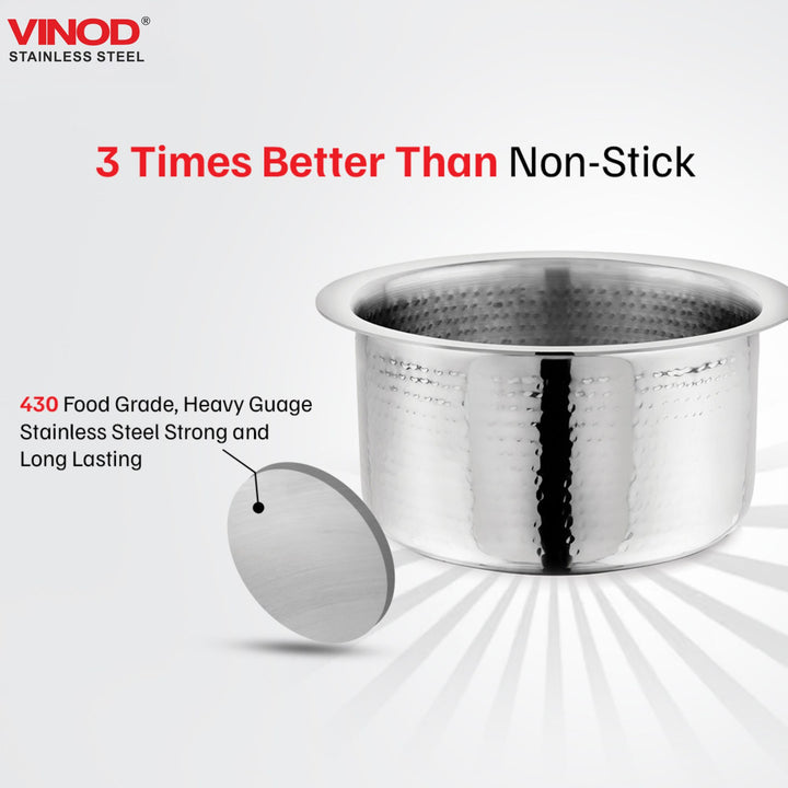 विनोद - क्लारो हेवी गेज स्टेनलेस स्टील हैमर्ड टोपे, 1.5 मिमी - क्षमता 3000 मिलीलीटर