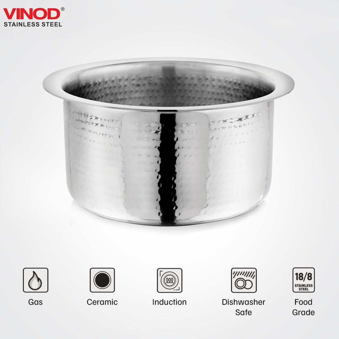 विनोद - क्लारो हेवी गेज स्टेनलेस स्टील हैमर्ड टॉप, 1.5 मिमी - क्षमता 4600