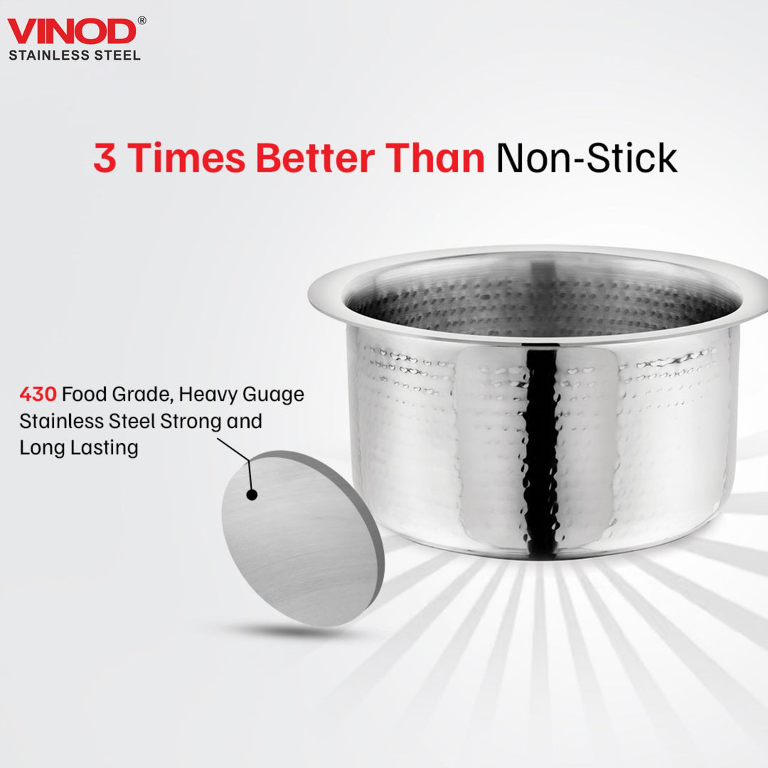 विनोद - क्लारो हेवी गेज स्टेनलेस स्टील हैमर्ड टॉप, 1.5 मिमी - क्षमता 4600