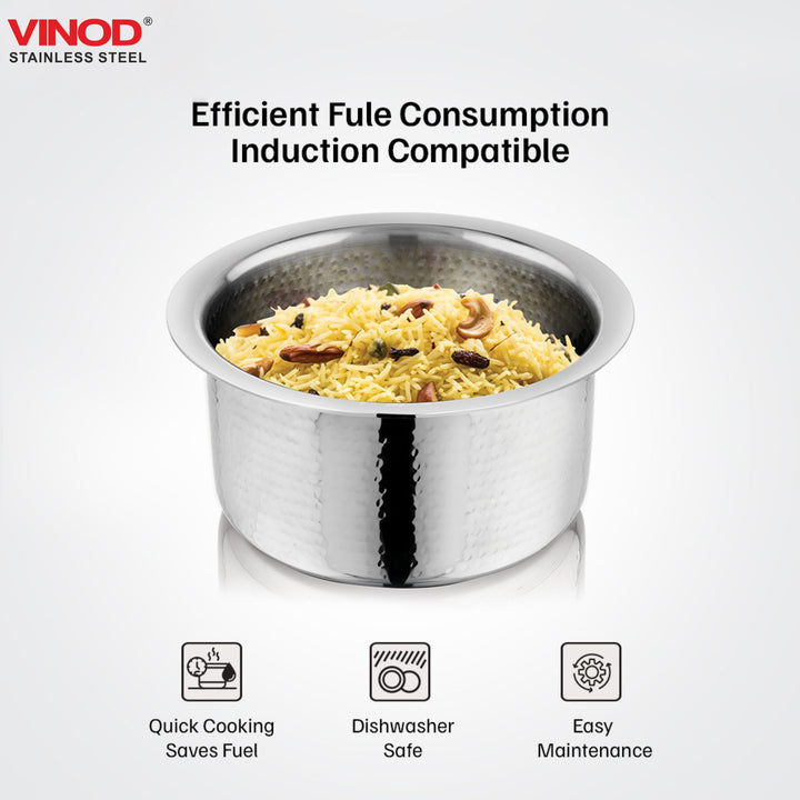 विनोद - क्लारो हेवी गेज स्टेनलेस स्टील हैमर्ड टोपे, 1.5 मिमी - क्षमता 1800 मिलीलीटर