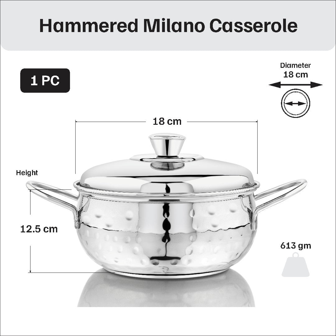 VINOD 51 Pieces Hammered Stainless Steel Dinner Set, Heavy Gauge steel, Tough and Strong, Durable shine, Dishwasher safe and ISI certified