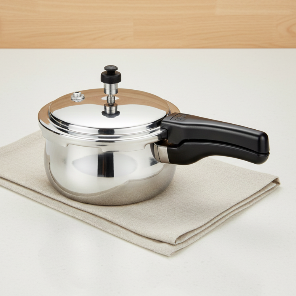 विनोद डोनिव टाइटेनियम ट्रिपली स्टेनलेस स्टील प्रेशर कुकर 3 लीटर, बाहरी ढक्कन, इंडक्शन फ्रेंडली