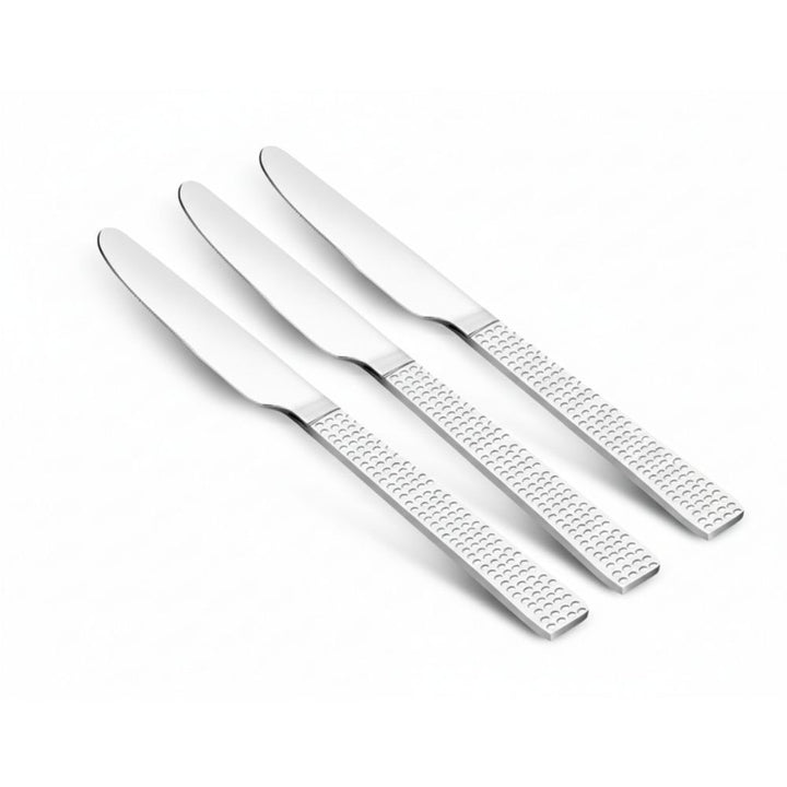 Vinod Stainless Steel 6 Pcs Hammered Finish Dessert Knife, Cutlery Set, Rust Free, Butter Jam Knife, Mirror Polish Premium Butter Spreader, Tableware, Silver