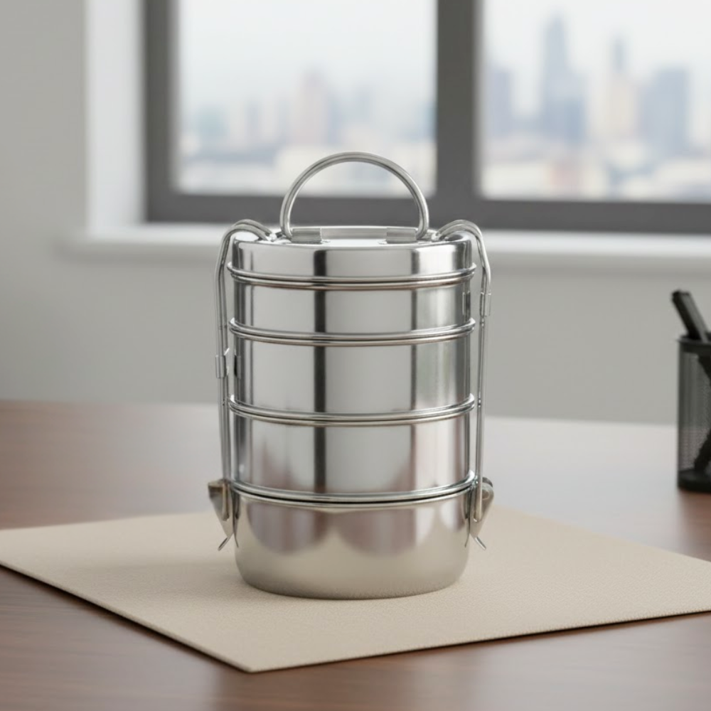 Vinod Stainless Steel Lunch Tiffin Set, front view