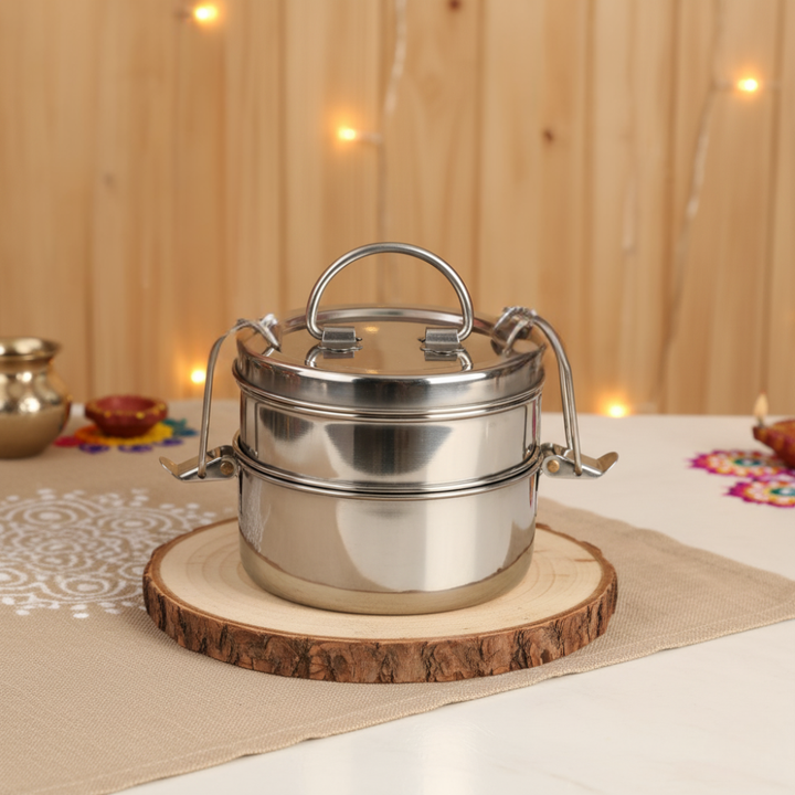 Lunch Tiffin without Mega Hot Bag – 7″ X 2 compartment