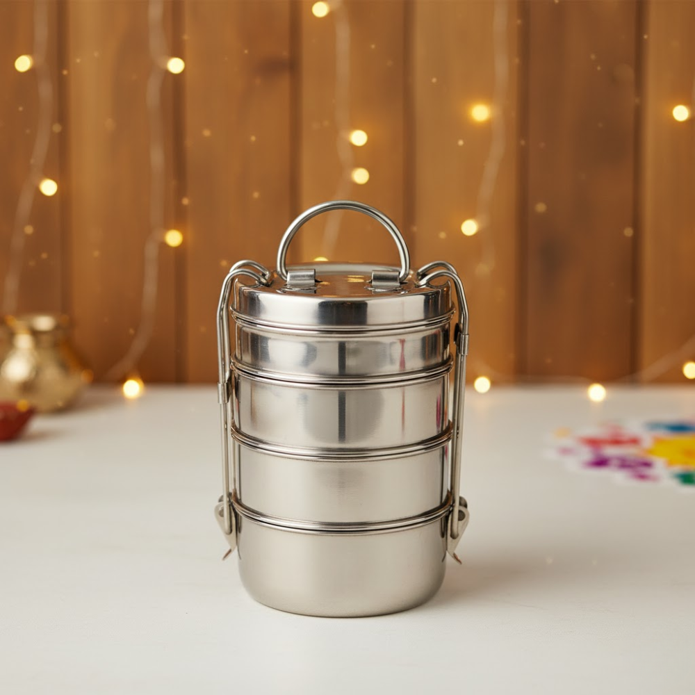 Lunch Tiffin without Mega Hot Bag – 9″ X 4 compartment