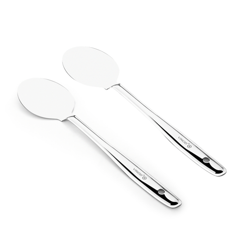 विनोद स्टेनलेस स्टील पराठा पलटा 34 सेमी कुकिंग टर्नर चपाती, डोसा, उत्तपम, रोटी और पराठा के लिए फ्लैट प्लेन कुकिंग चम्मच स्टील स्पैटुला I आवश्यक रसोई उपकरण I 2 का सेट I नंबर 2