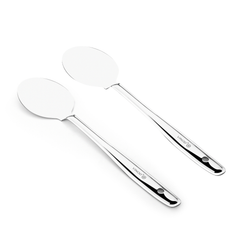 विनोद स्टेनलेस स्टील पराठा पलटा 34 सेमी कुकिंग टर्नर चपाती, डोसा, उत्तपम, रोटी और पराठा के लिए फ्लैट प्लेन कुकिंग चम्मच स्टील स्पैटुला I आवश्यक रसोई उपकरण I 2 का सेट I नंबर 2