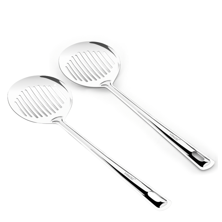 Vinod Stainless Steel Blue Ribbon Skimmer Spoon for Frying I Set of 2 I no. 1
