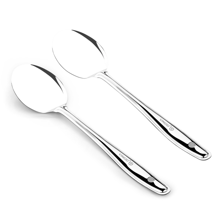 विनोद स्टेनलेस स्टील पराठा पलटा 34 सेमी कुकिंग टर्नर चपाती, डोसा, उत्तपम, रोटी और पराठा के लिए फ्लैट प्लेन कुकिंग चम्मच स्टील स्पैटुला I आवश्यक रसोई उपकरण I 2 का सेट I नंबर 2