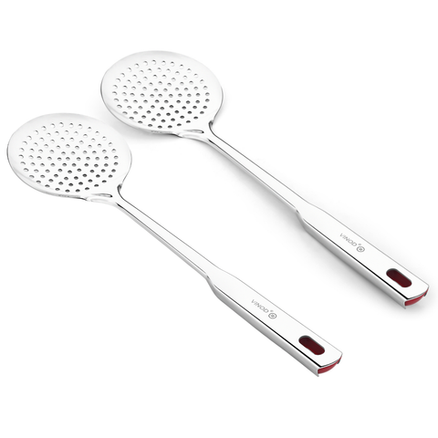 विनोद स्टेनलेस स्टील क्वेन्स छिद्रित स्किमर हेवी गेज स्ट्रेनर, झारा 38.5 सेमी I 2 का सेट I नंबर 2