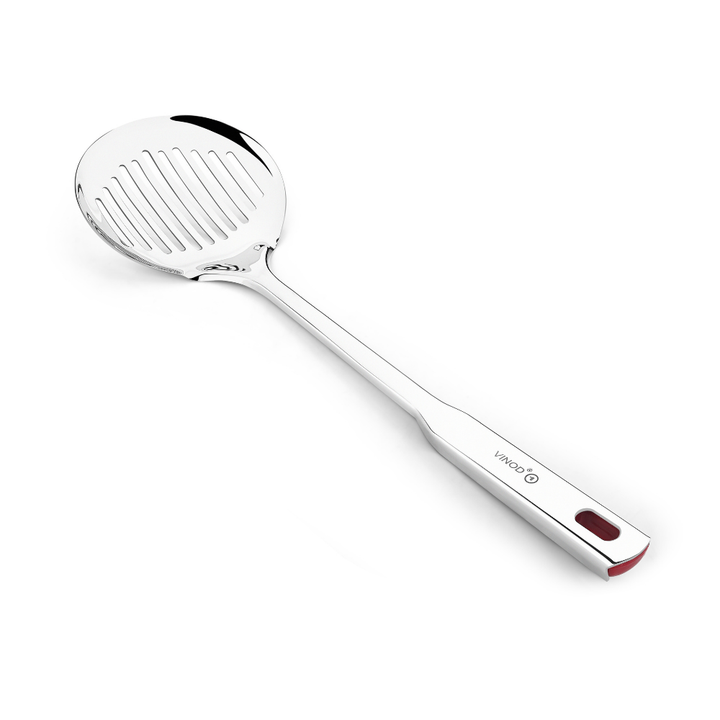 विनोद स्टेनलेस स्टील क्वींस स्किमर स्लॉटेड चम्मच तलने के लिए 36.5 सेमी I 2 का सेट I नंबर 1