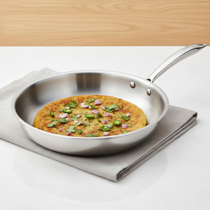 VINOD Doniv Titanium Triply Stainless Steel Fry Pan 26 cms, Induction Friendly