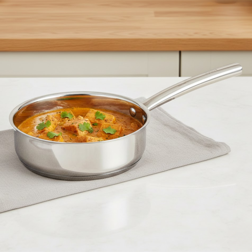 Vinod – Doniv Majestic Stainless Steel Sandwich Bottom Fry Pan, Capacity 2.5 Ltr (22cm) - Induction base