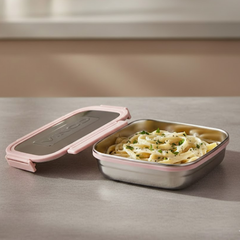 VINOD Stainless Steel Meal Carrier (Pink) - Small, High quality stainless steel, Strong Lid, Side Clip Locks, No Spillage, Rust Free