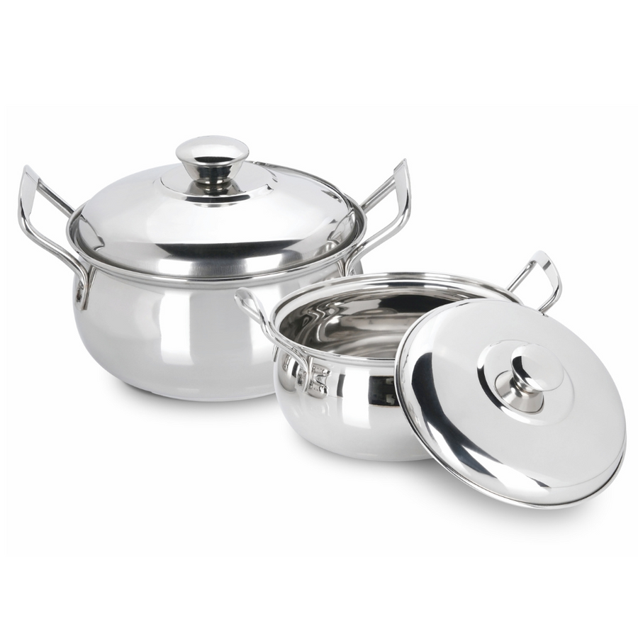 Copy of Vinod Stainless Steel Milano Hammered Serving Casserole With Steel Lid & Side Handle - Set of 2 Pcs - 1230 ml & 1630 ml - 16 cm & 18 cm