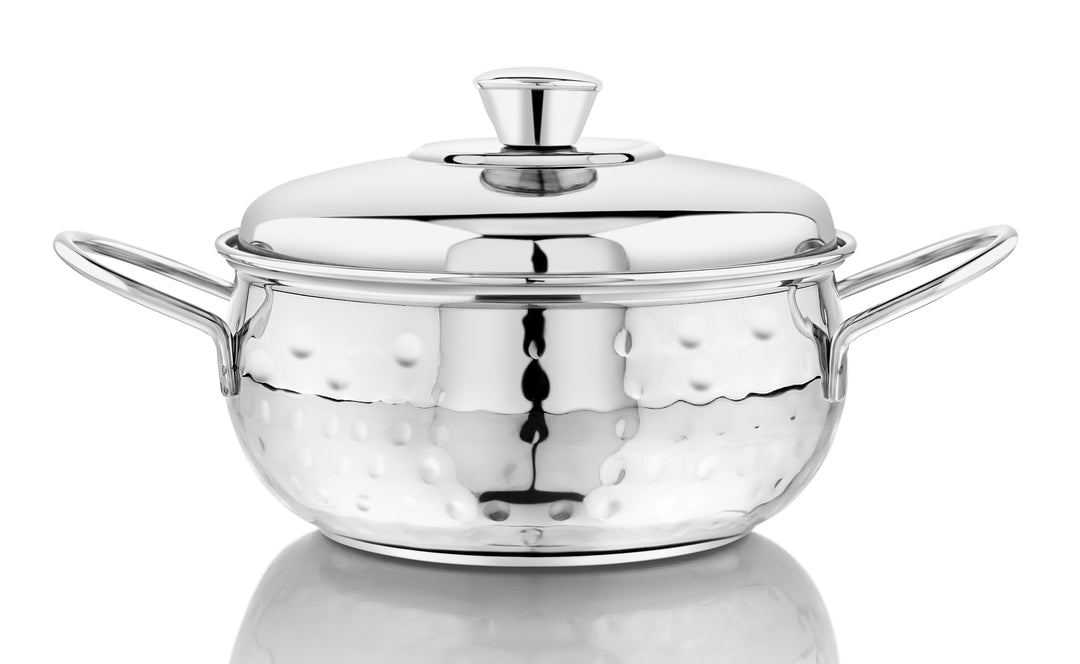 VINOD 51 Pieces Hammered Stainless Steel Dinner Set, Heavy Gauge steel, Tough and Strong, Durable shine, Dishwasher safe and ISI certified