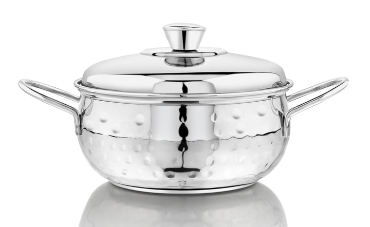 VINOD 51 Pieces Hammered Stainless Steel Dinner Set, Heavy Gauge steel, Tough and Strong, Durable shine, Dishwasher safe and ISI certified