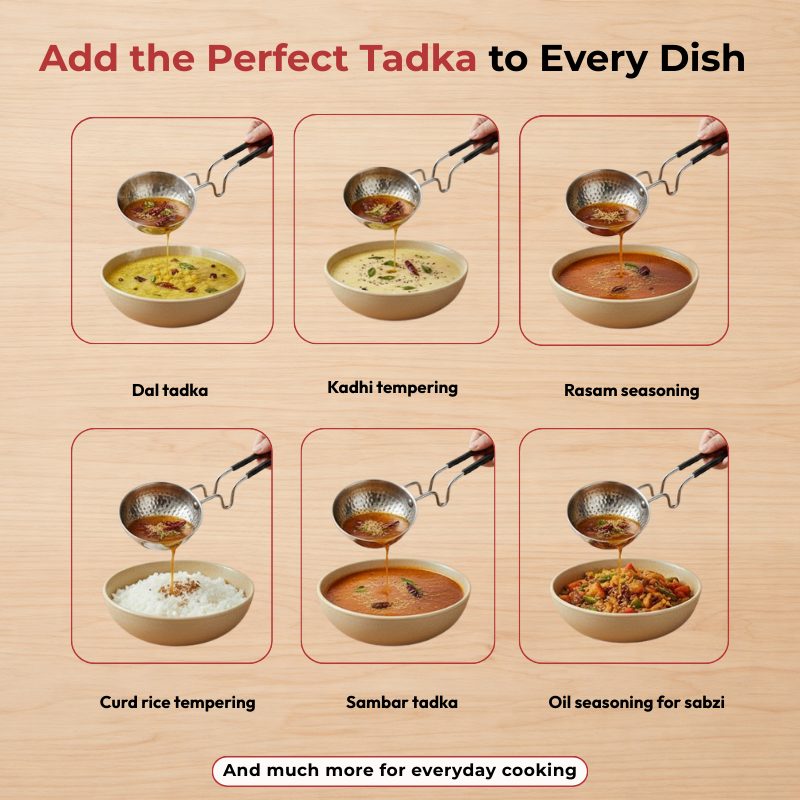 Vinod - Claro Heavy Gauge Stainless Steel Hammered Tadka Pan, 1.5 mm