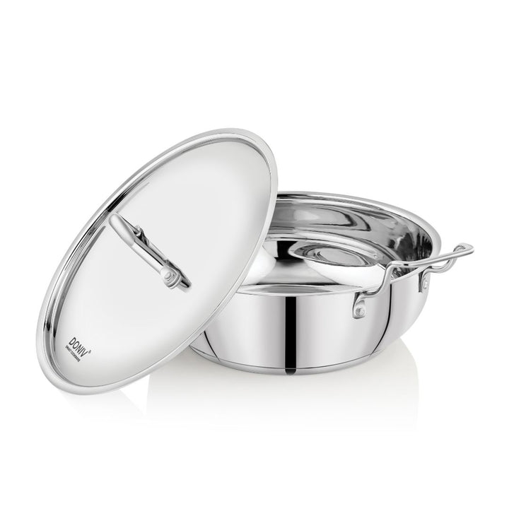 Vinod – Doniv Stainless Steel Majestic Sandwich Bottom Kadai with Steel Lid (5 Liter/ 30 cm) - Induction Friendly