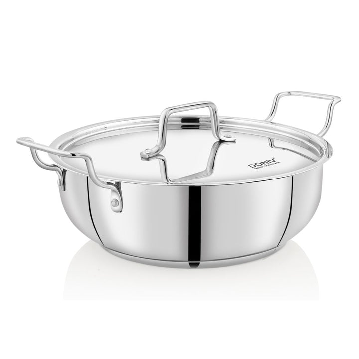 Vinod – Doniv Stainless Steel Majestic Sandwich Bottom Kadai with Steel Lid (5 Liter/ 30 cm) - Induction Friendly
