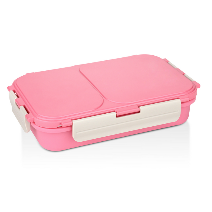 Vinod Stainless Steel 2 Compartment Leak-Proof Lunch Box Vacuum Sealed Tiffin Box for Office, Kids & Adults Freezer Safe Bento Box Airtight Container, Insulated with Safety Lock, Pink