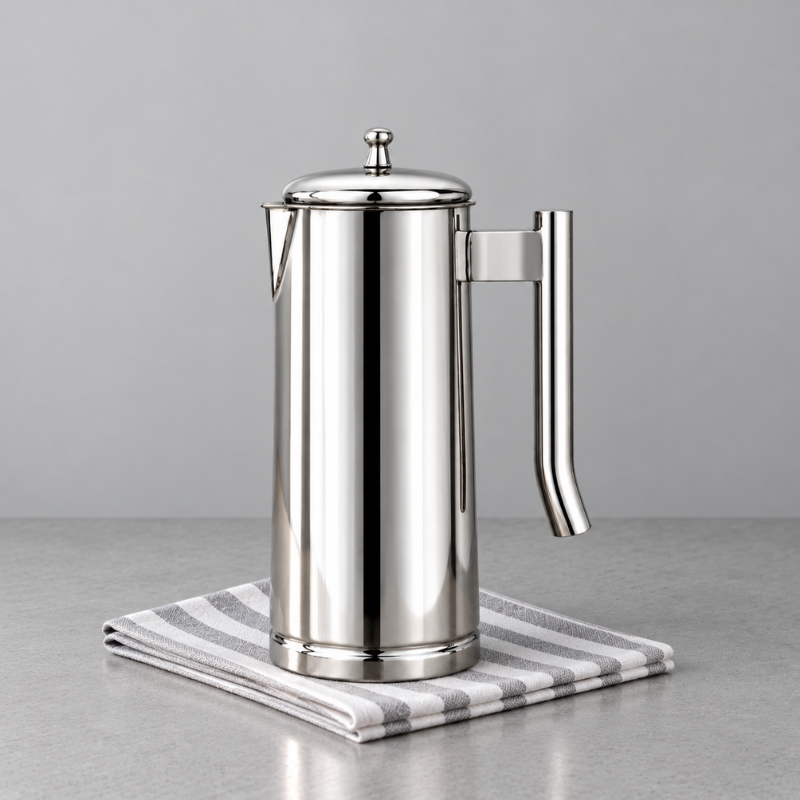 VINOD Pyramid Plain Stainless Steel Water Jug 1750 ml with Lid – Premium Serving Jug for Dining Table & Home