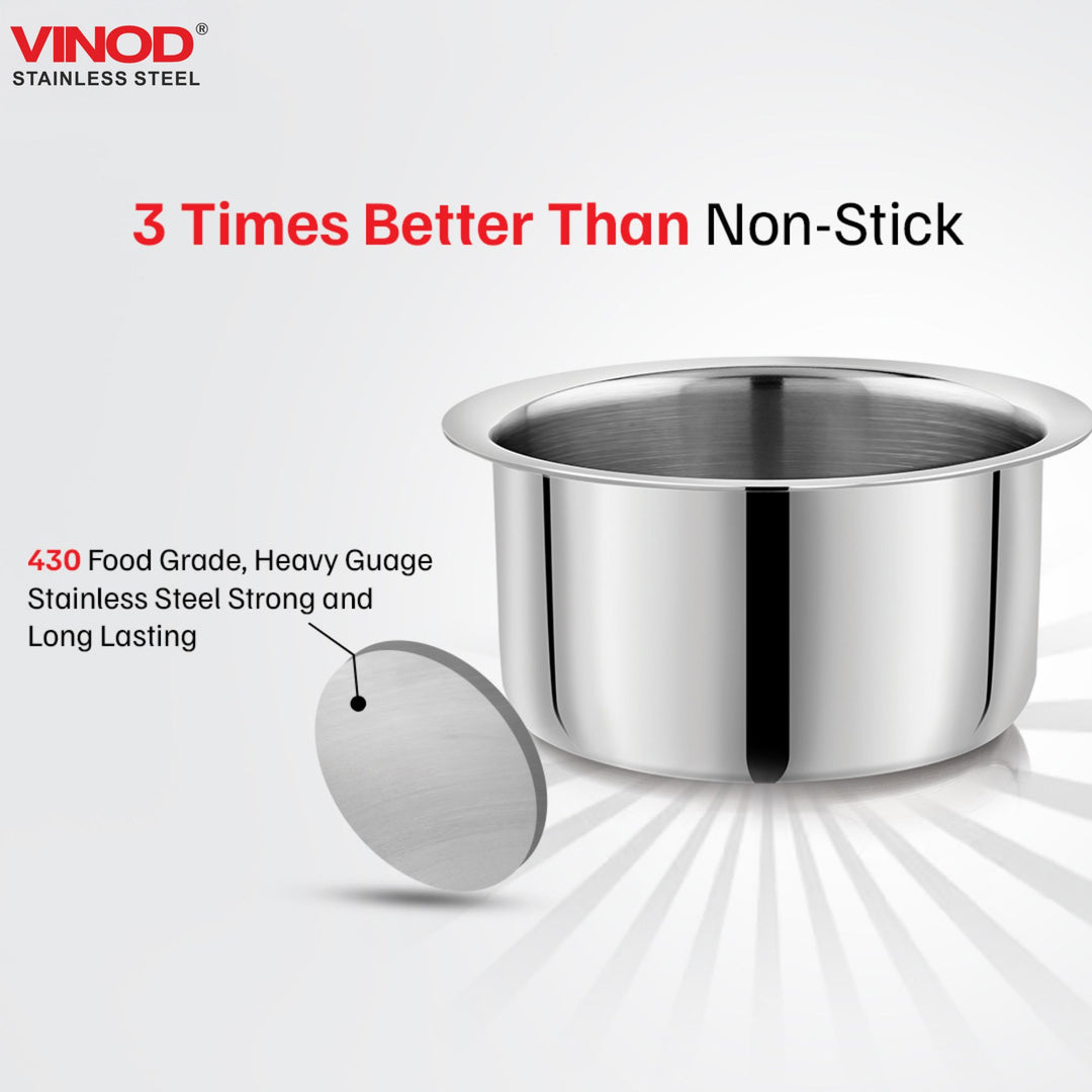 विनोद - क्लारो हेवी गेज स्टेनलेस स्टील टॉप (प्लेन), 1.5 मिमी - क्षमता 3000 मिलीलीटर