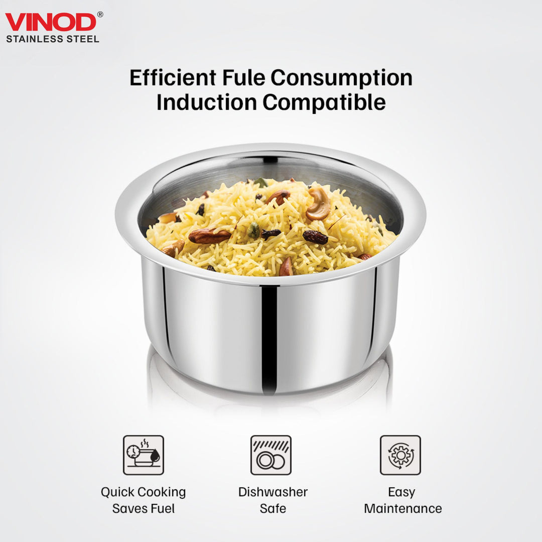 विनोद - क्लारो हेवी गेज स्टेनलेस स्टील टॉप (प्लेन), 1.5 मिमी - क्षमता 6300 मिलीलीटर