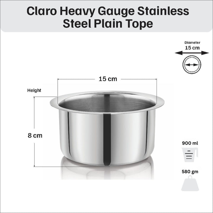 विनोद - क्लारो हेवी गेज स्टेनलेस स्टील टॉप (प्लेन), 1.5 मिमी - क्षमता 900 मिलीलीटर