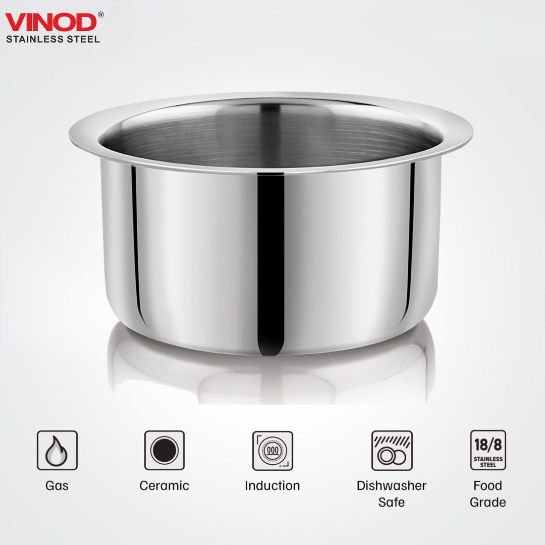 विनोद - क्लारो हेवी गेज स्टेनलेस स्टील टॉप (प्लेन), 1.5 मिमी - क्षमता 1800 मिलीलीटर