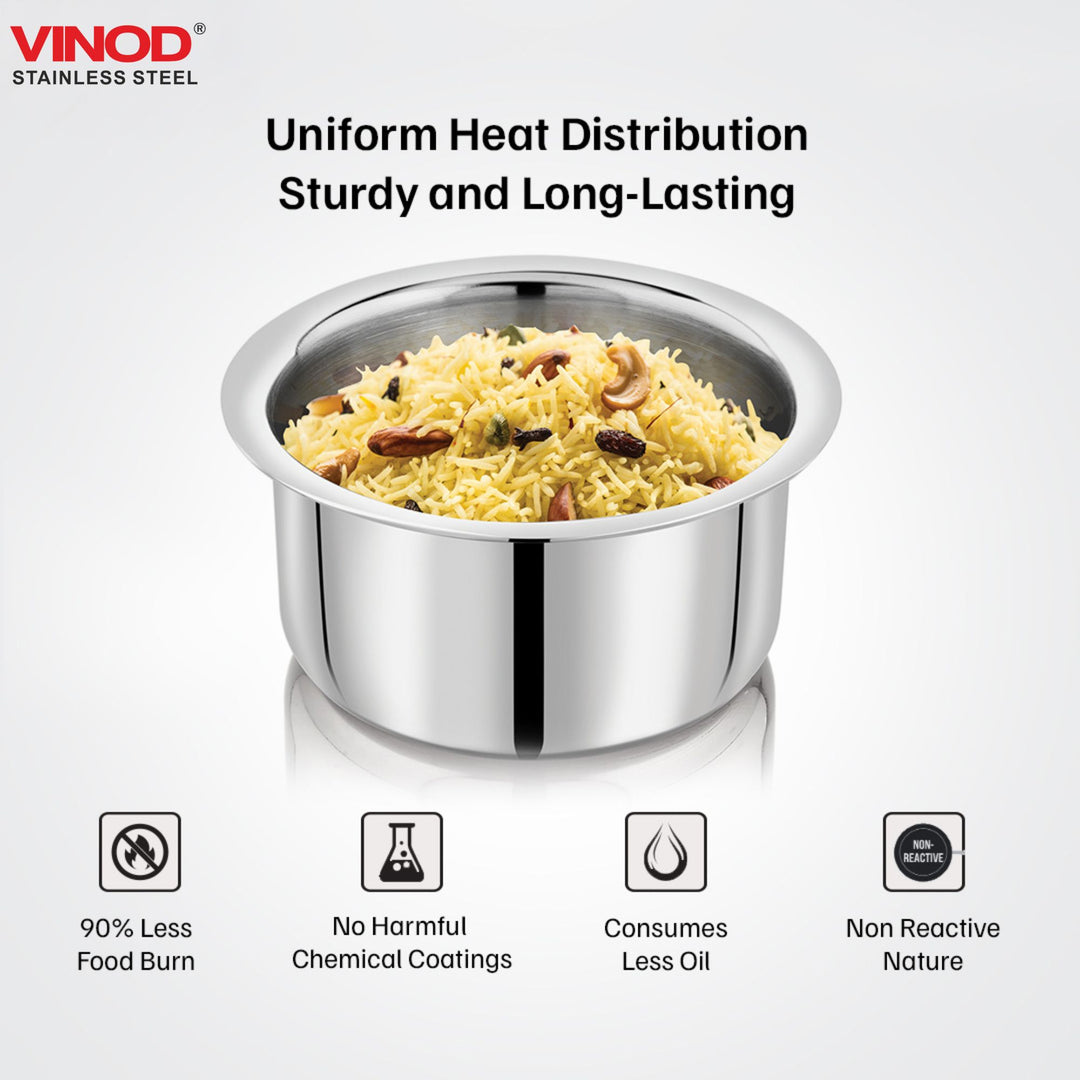 विनोद - क्लारो हेवी गेज स्टेनलेस स्टील टॉप (प्लेन), 1.5 मिमी - क्षमता 1800 मिलीलीटर