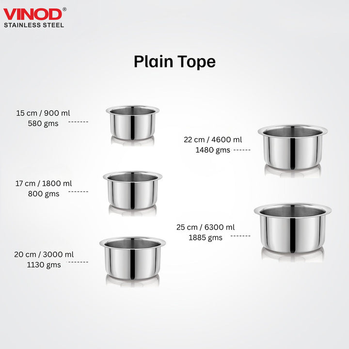 विनोद - क्लारो हेवी गेज स्टेनलेस स्टील टॉप (प्लेन), 1.5 मिमी - क्षमता 1800 मिलीलीटर