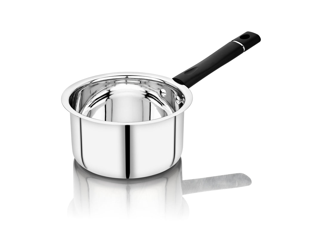 विनोद स्टेनलेस स्टील प्रीमियम सॉस पैन हैवी गेज 675 मिली मिल्क पैन, टी पैन, इंडक्शन और गैस स्टोव के अनुकूल, डिशवॉशर सुरक्षित, किचन के लिए टिकाऊ टी पॉट