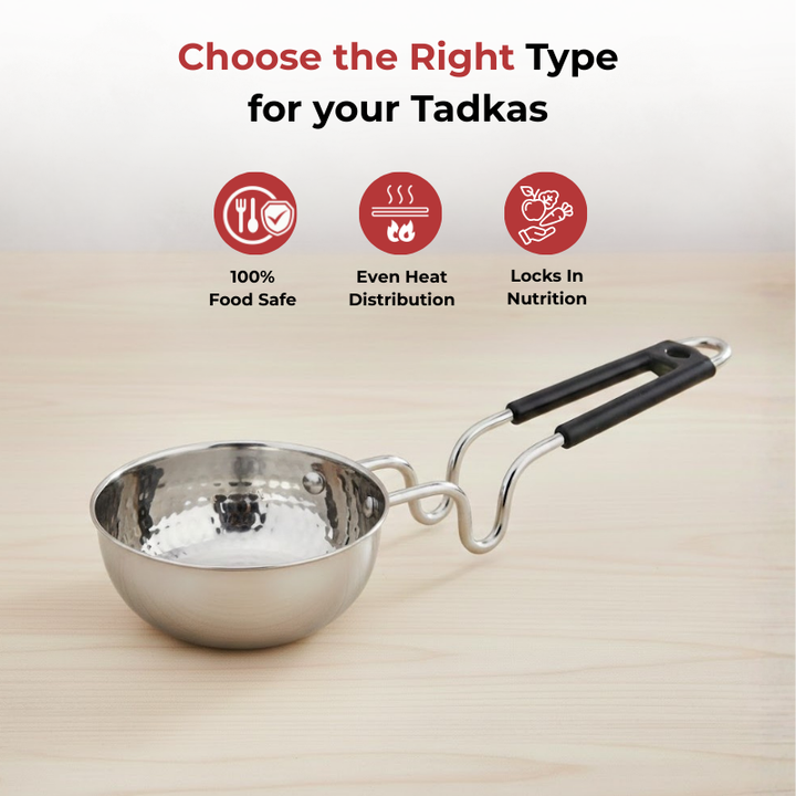 Vinod - Claro Heavy Gauge Stainless Steel Hammered Tadka Pan, 1.5 mm