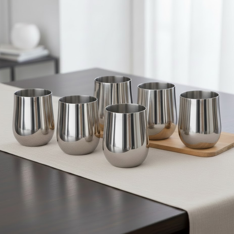 Vinod Stainless Steel Ruby Glass Set of 6 - 300 ml, front view