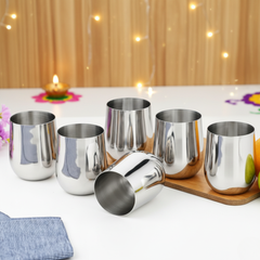 विनोद स्टेनलेस स्टील रूबी ग्लास - एक बॉक्स में छह ग्लास (300 मिली)